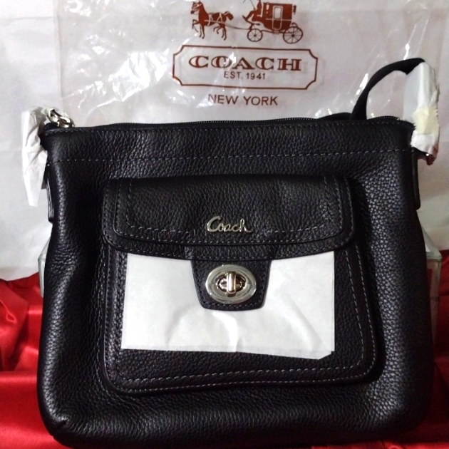 Coach Pebbled Buttery Soft Black Leather Nwt
